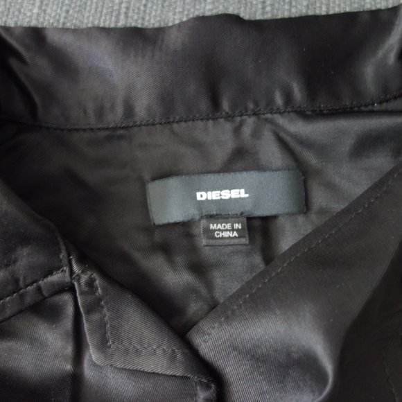Diesel 100% Rayon-Viscose Casual Button Down Short Sleeve Black Shirt Size S - Picture 10 of 14